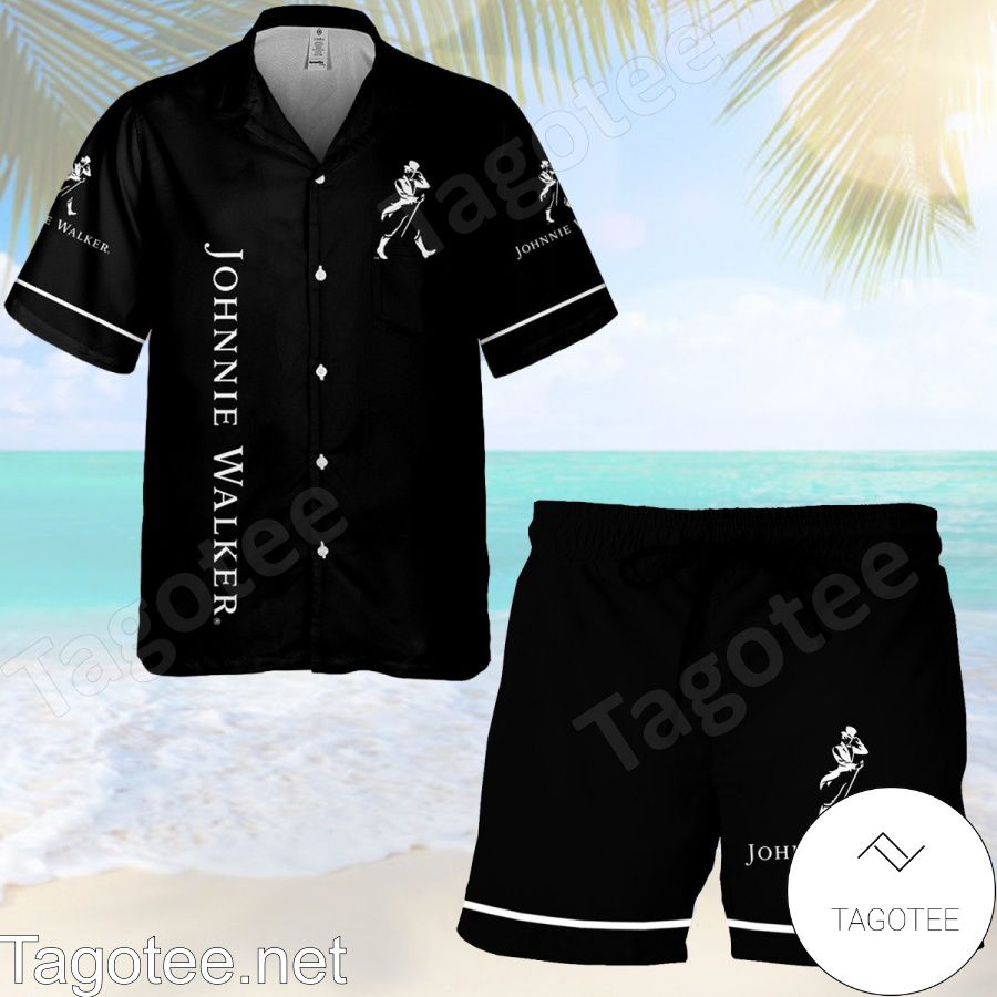 Johnnie Walker Logo Black Hawaiian Shirt And Short