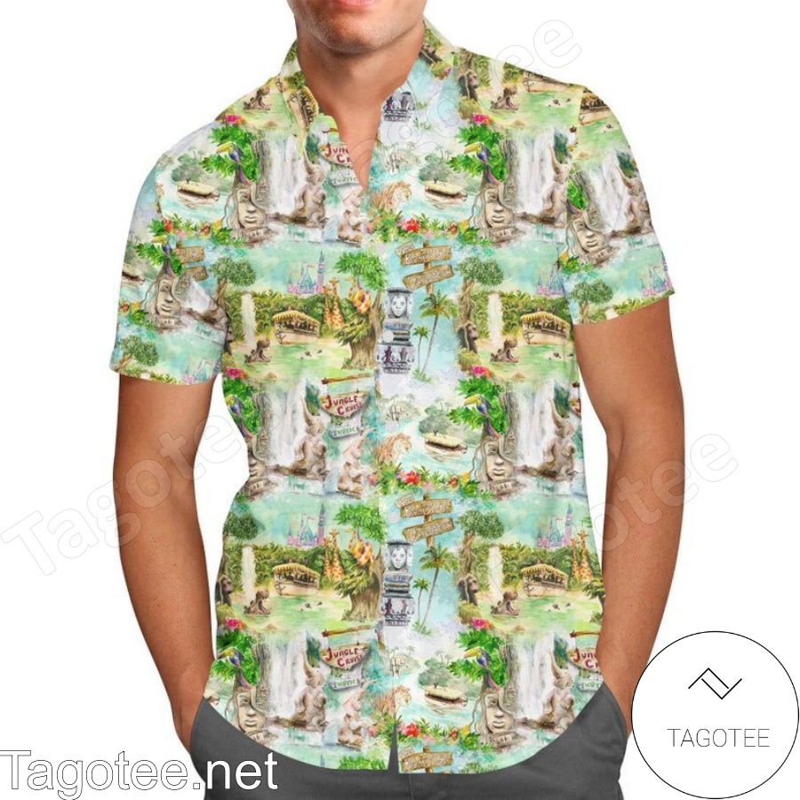 Jungle Cruise Ride Disney World Green Hawaiian Shirt And Short