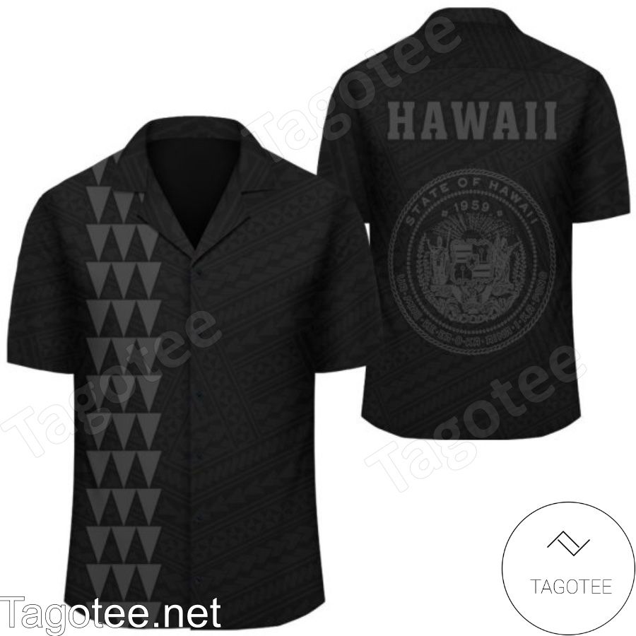 Kakau Polynesian Coat Of Arms Grey Hawaiian Shirt