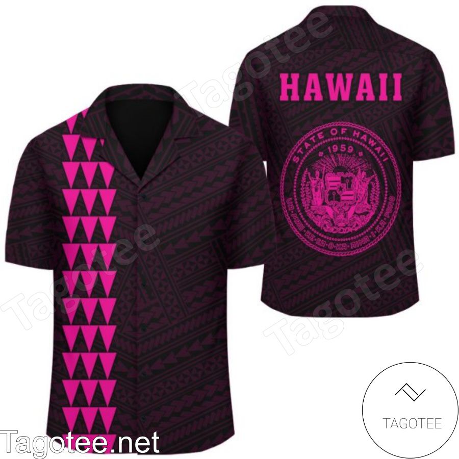 Kakau Polynesian Coat Of Arms Pink Hawaiian Shirt