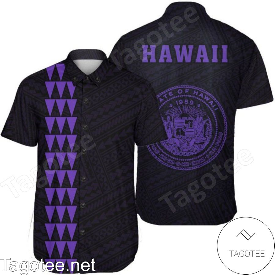 Kakau Polynesian Coat Of Arms Purple Hawaiian Shirt