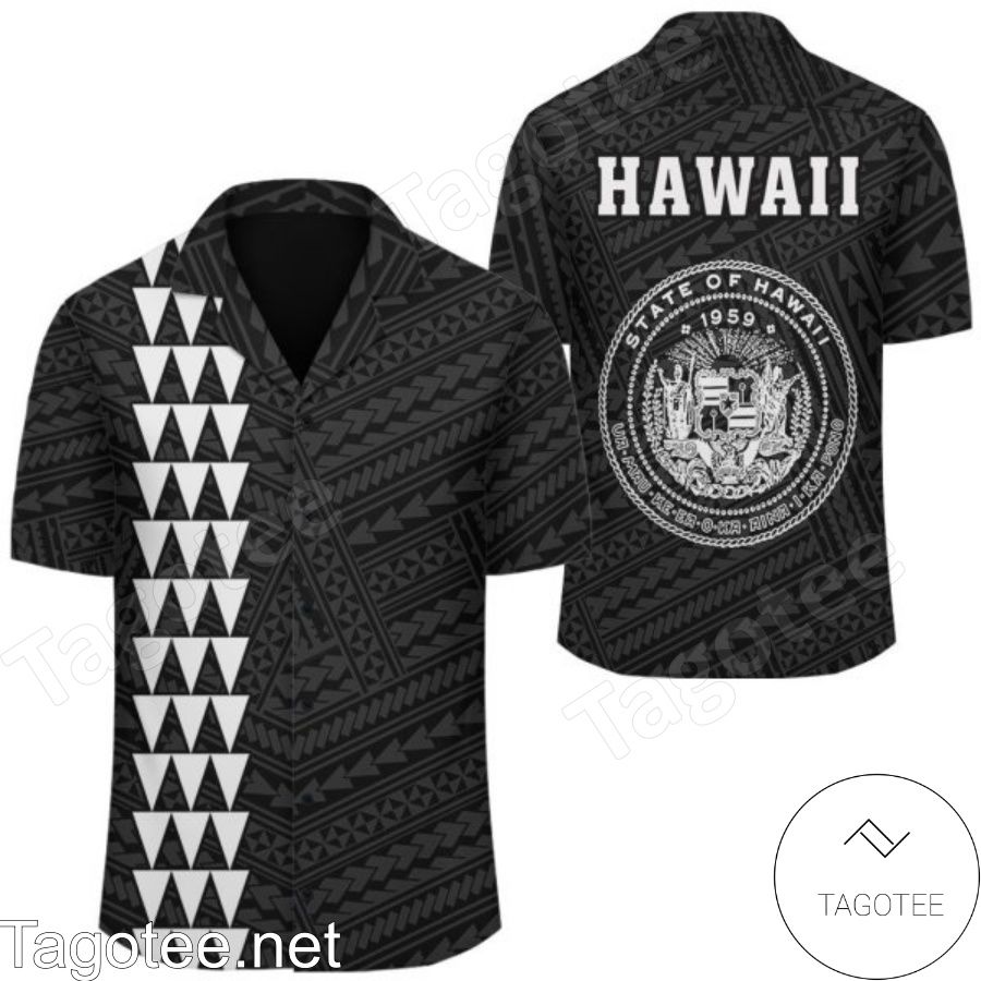 Kakau Polynesian Coat Of Arms White Hawaiian Shirt