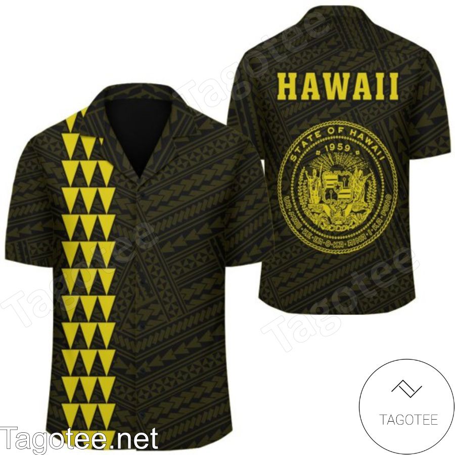 Kakau Polynesian Coat Of Arms Yellow Hawaiian Shirt