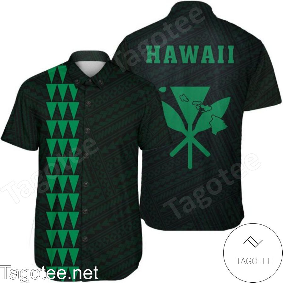 Kakau Polynesian Kanaka Map Green Hawaiian Shirt