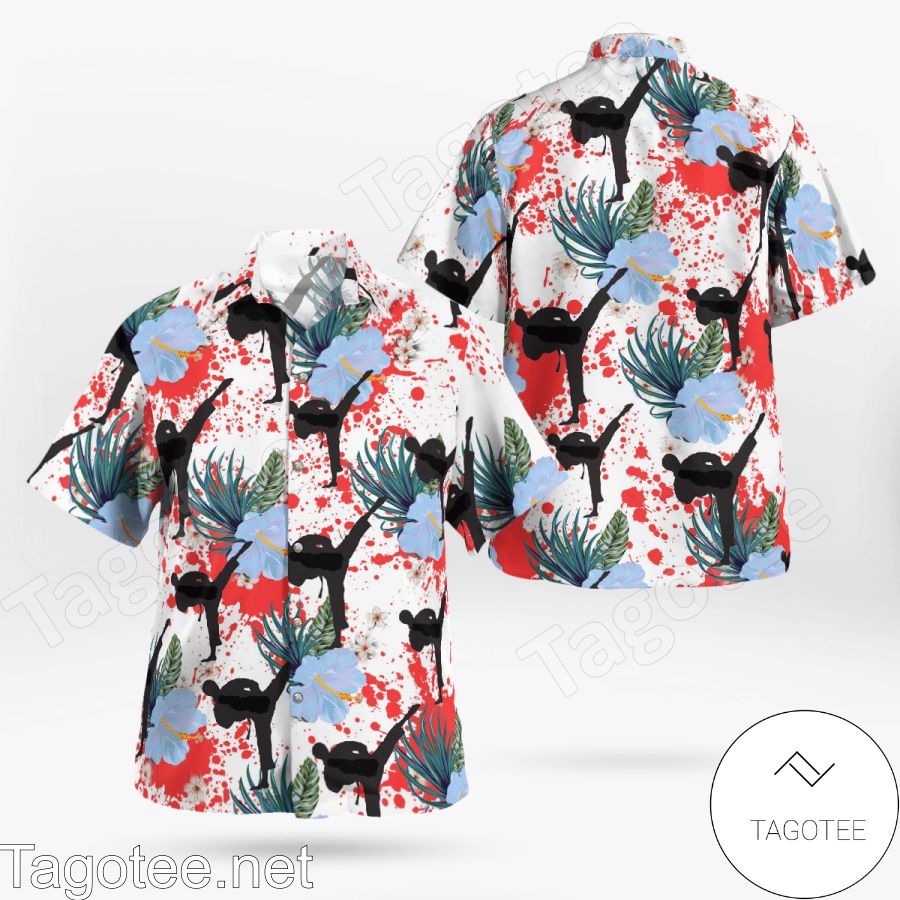 Karate Martial Arts Flowery Hawaiian Shirt And Short