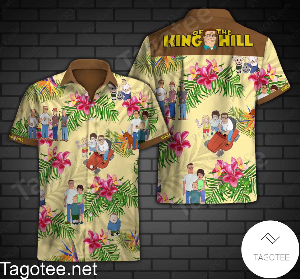 King Of The Hill Pink Plumeria Yellow Hawaiian Shirt