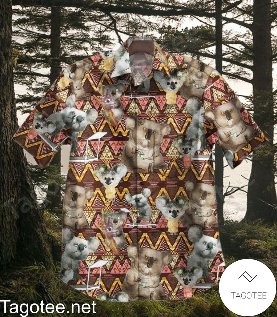Koala Ethnic Tribal Pattern Hawaiian Shirt