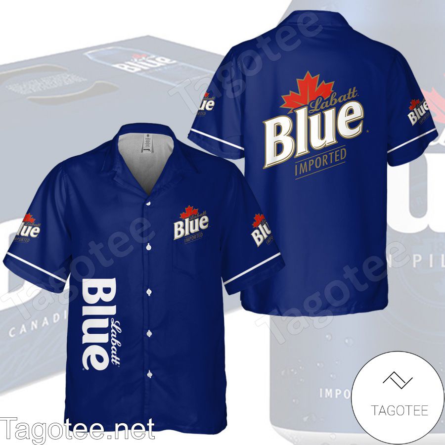Labatt Blue Imported Beer Navy Hawaiian Shirt And Short