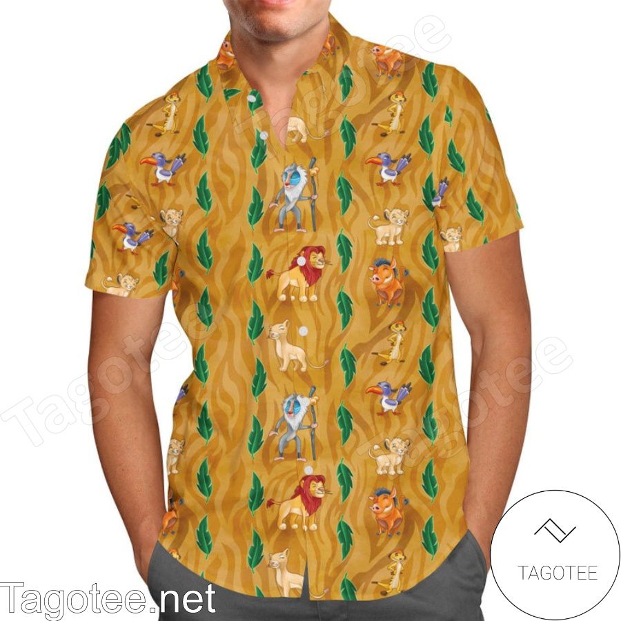 Leaves Pattern The Lion King Disney Cartoon Graphics Inspired Hawaiian Shirt And Short