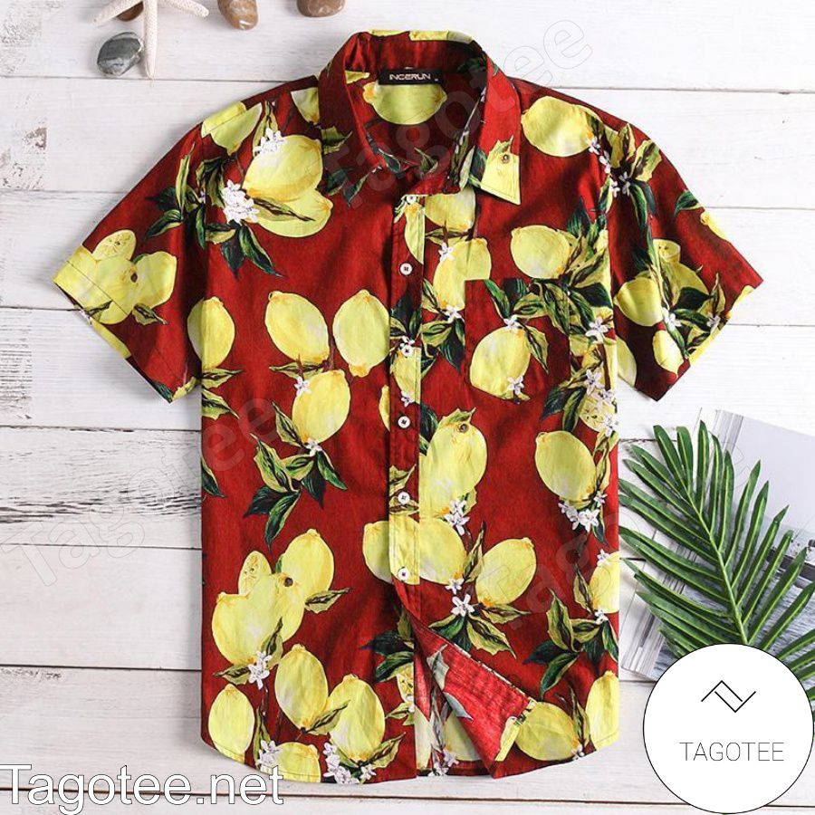 Lemon Fruit Red Hawaiian Shirt