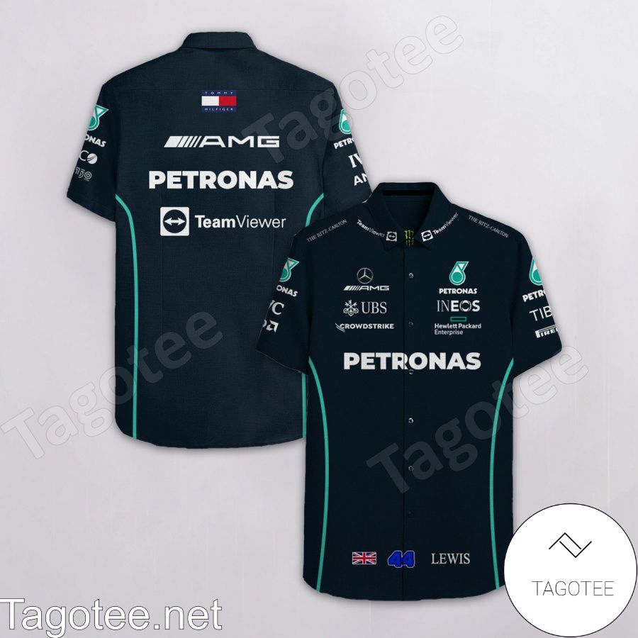 Lewis Hamilton 44 Mercedes AMG Petronas F1 Racing Team Viewer Ineos Ubs Hawaiian Shirt And Short
