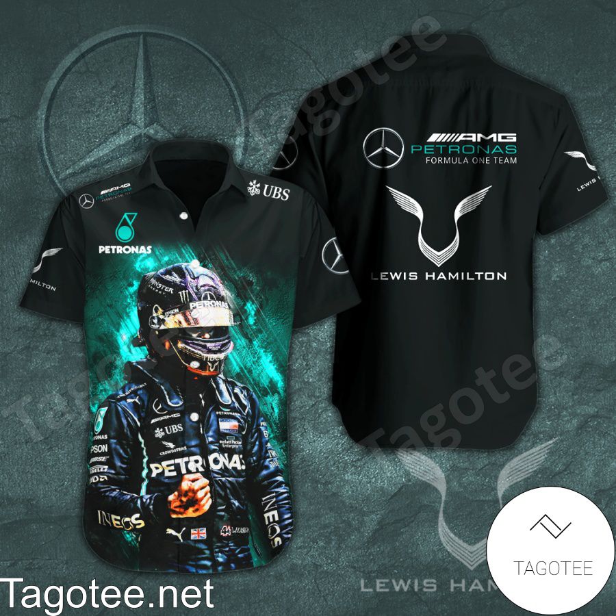 Lewis Hamilton Mercedes AMG Petronas F1 Team UBS Black Hawaiian Shirt And Short
