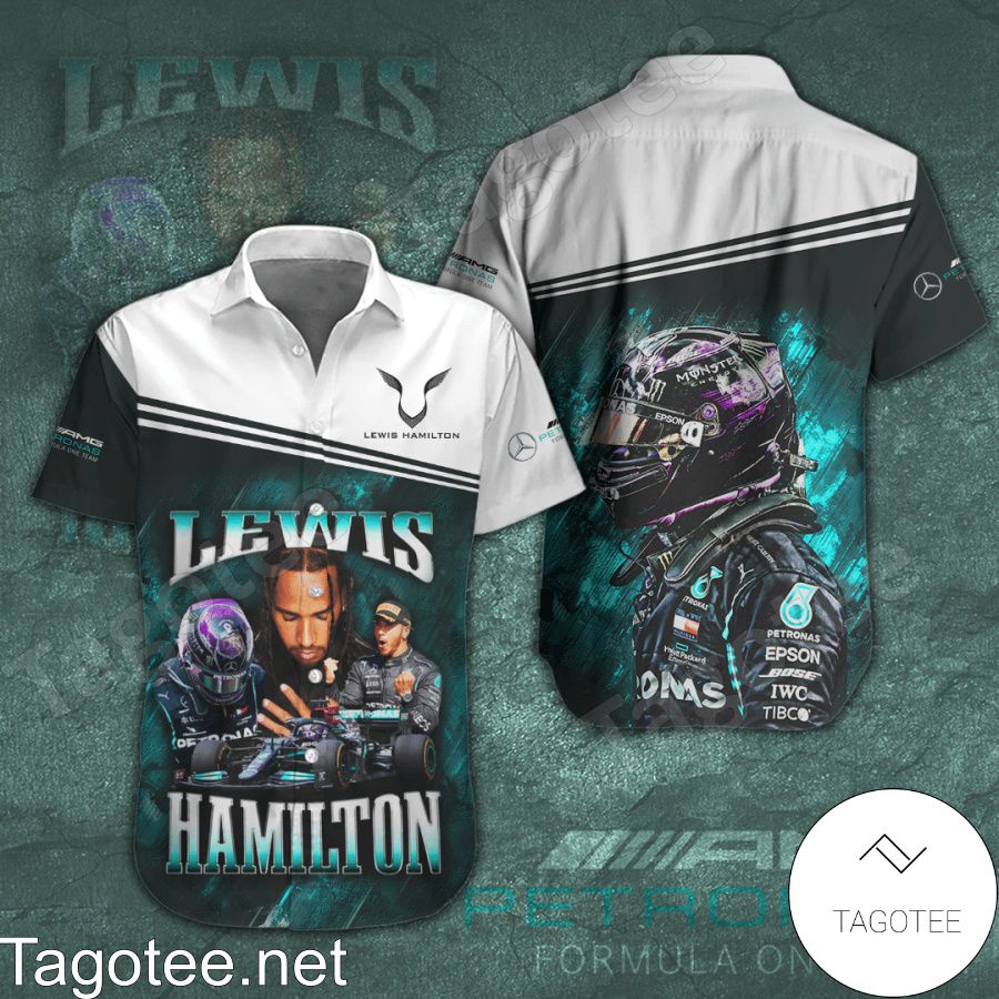 Lewis Hamilton Mercedes AMG Petronas F1 Team White Gray Hawaiian Shirt And Short