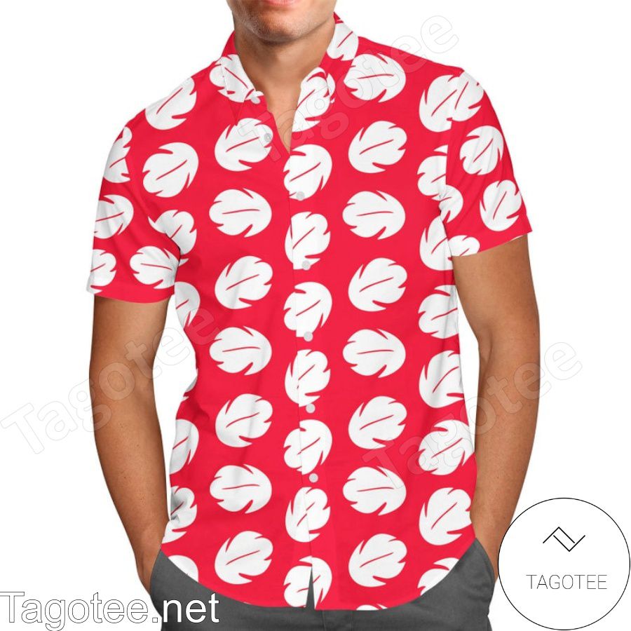 Lilo Stitch Inspired Disney Cartoon Graphics Red Hawaiian Shirt And Short