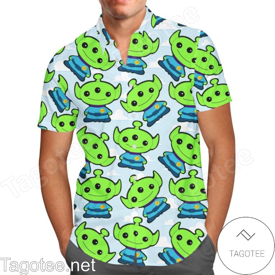 Little Green Aliens Toy Story Disney Cartoon Graphics Hawaiian Shirt And Short
