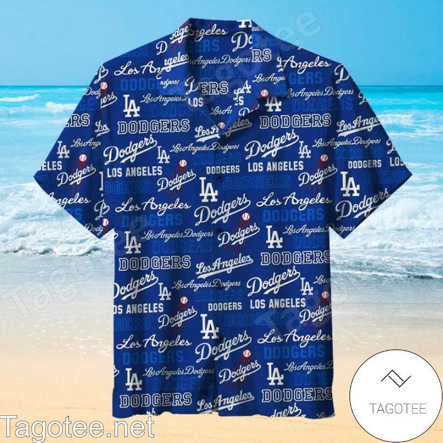 Los Angeles Dodgers Baseball Team Navy Blue Hawaiian Shirt