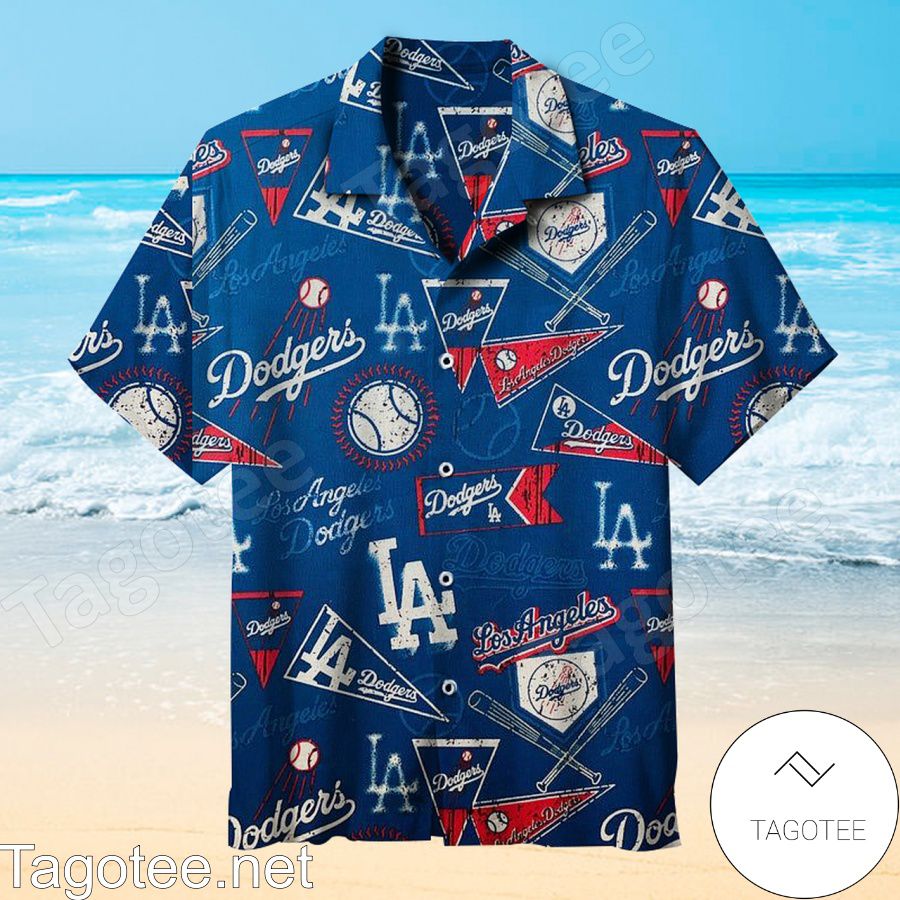 Los Angeles Dodgers Logo And Symbol Navy Hawaiian Shirt