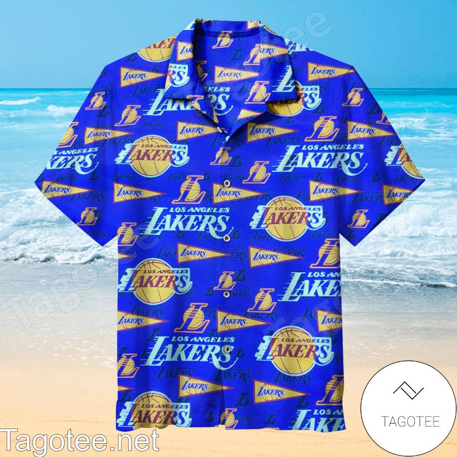 Los Angeles Lakers Logo And Symbol Blue Hawaiian Shirt