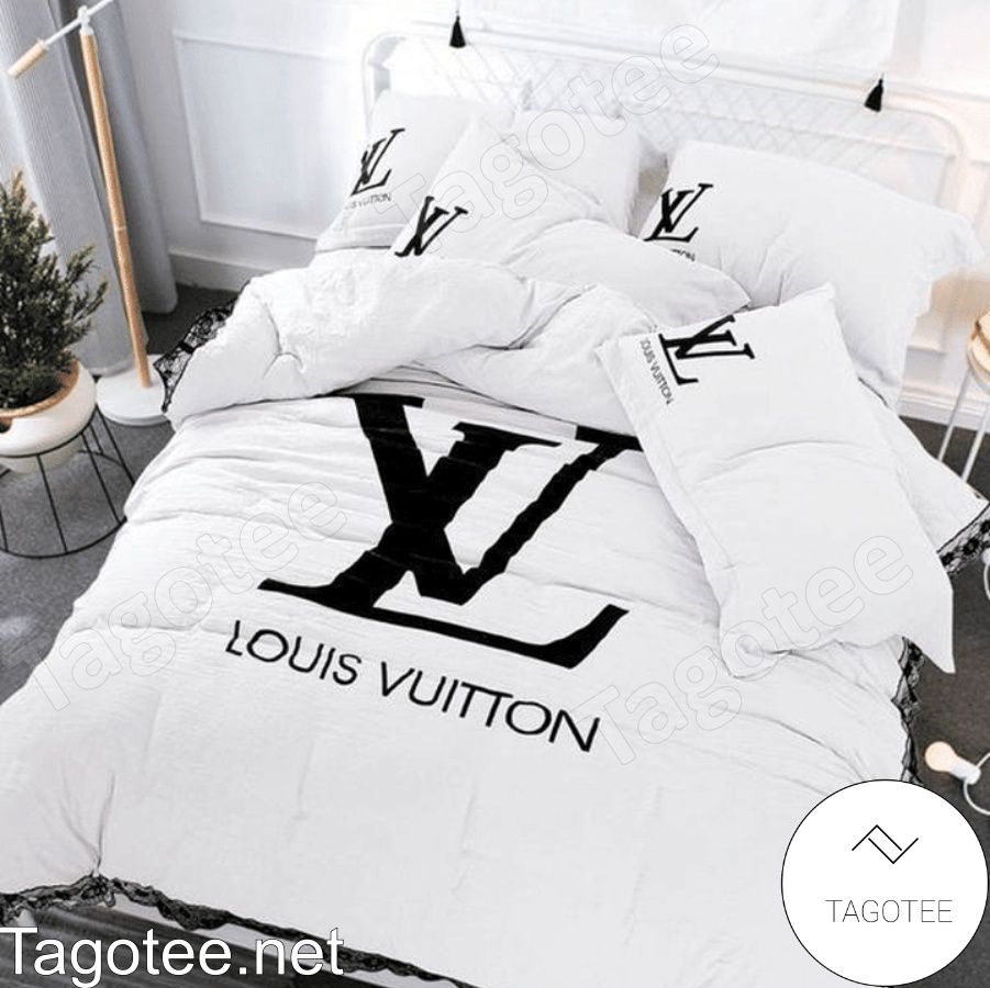 Louis Vuitton Big Black Logo Style Basic White Bedding Set