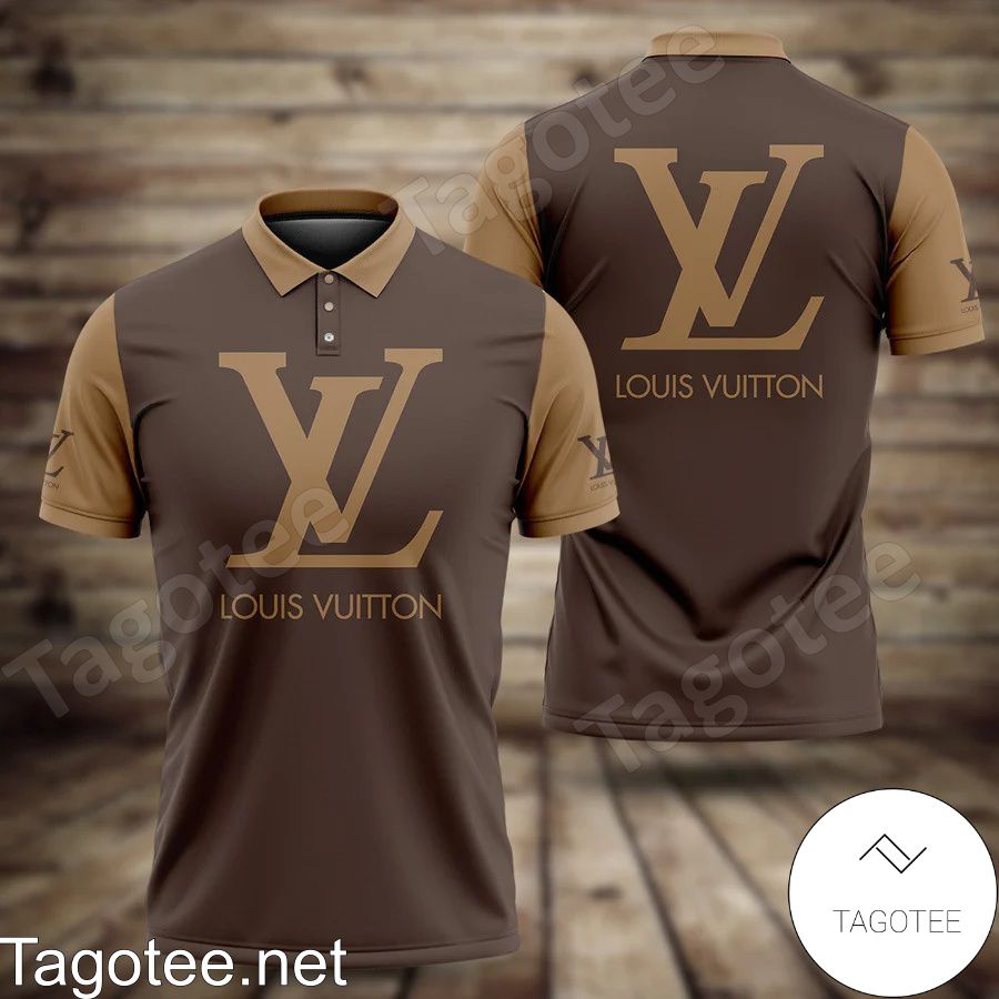 Louis Vuitton Big Logo In The Middle Brown Polo Shirt - Tagotee