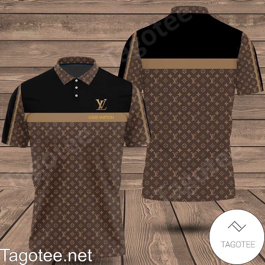 Louis Vuitton Dark Brown Monogram Mix Black Impressive Polo Shirt - Tagotee