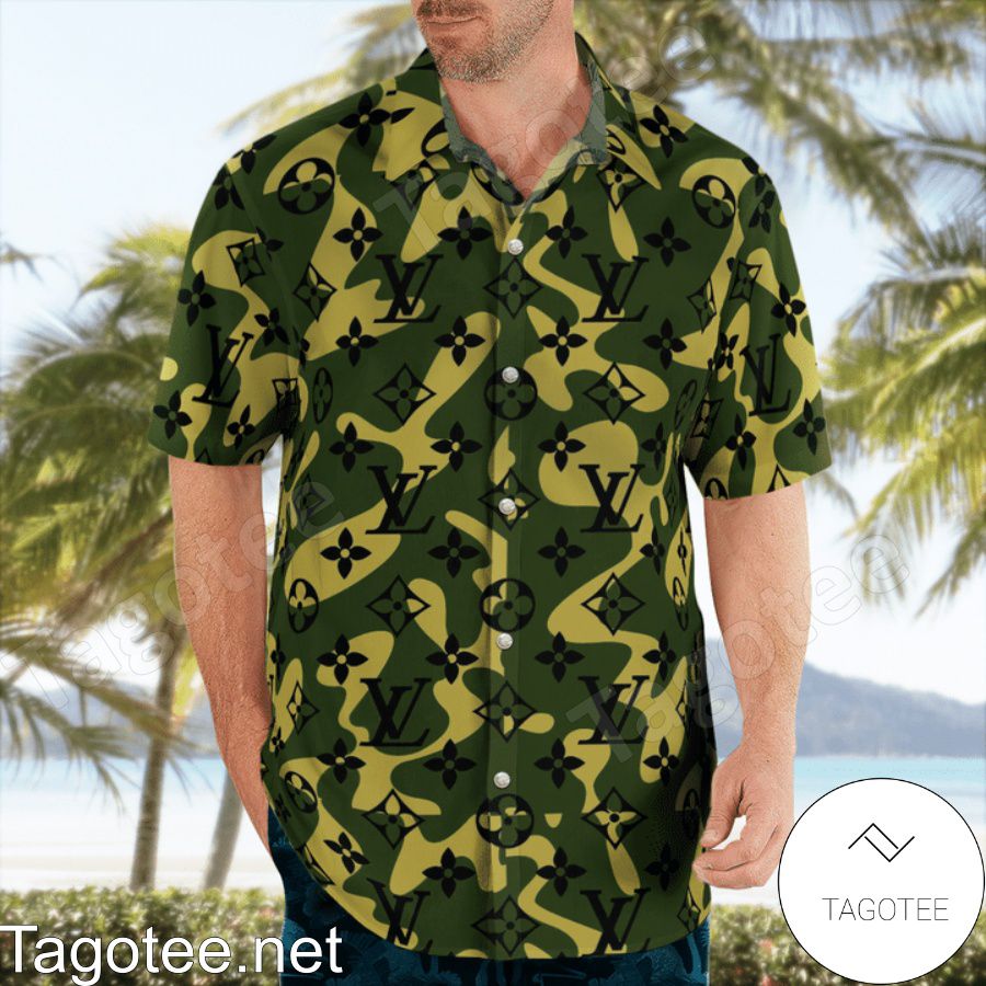 Present Louis Vuitton Camouflage Hawaiian Shirt And Beach Shorts