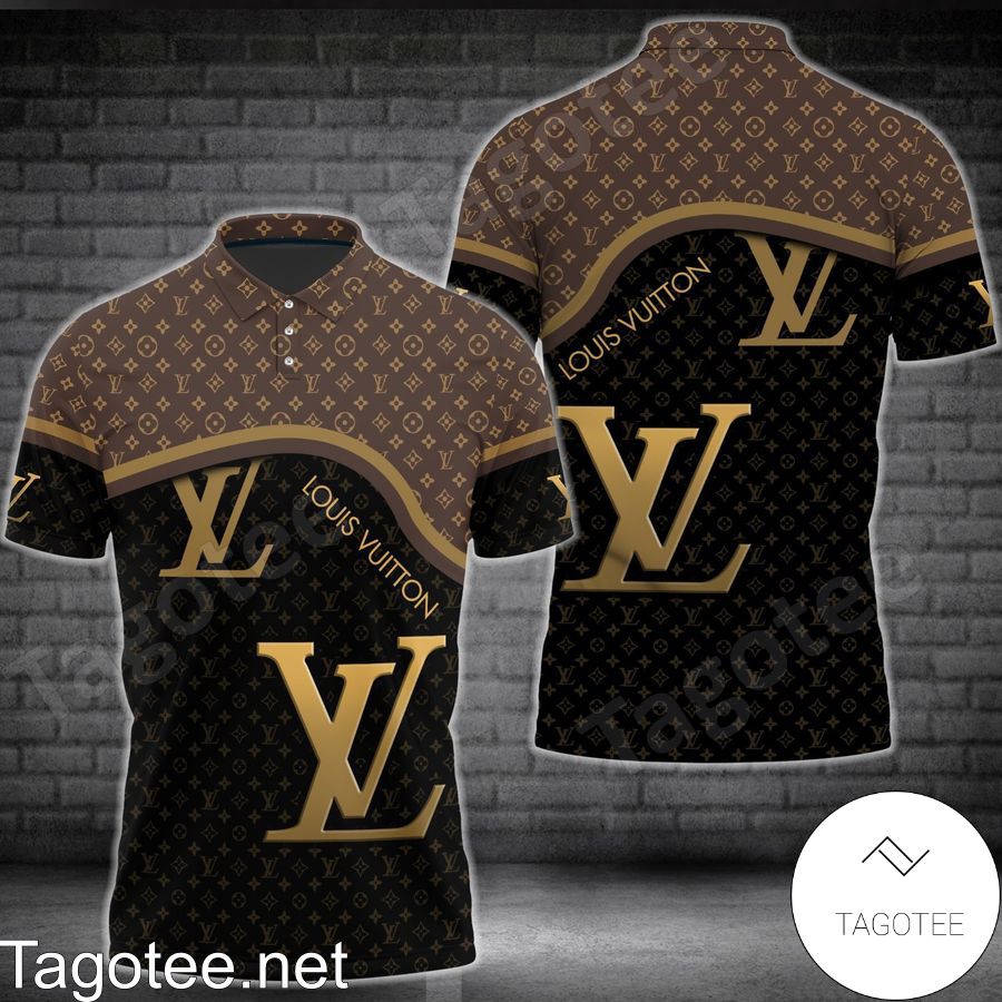 Louis Vuitton Dark Brown And Black Monogram Polo Shirt - Tagotee