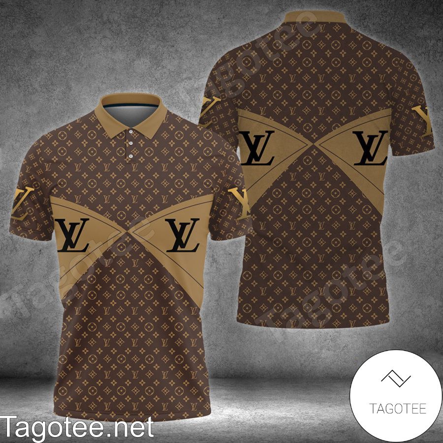 Louis Vuitton Dark Brown Monogram With Black Logo Polo Shirt - Tagotee