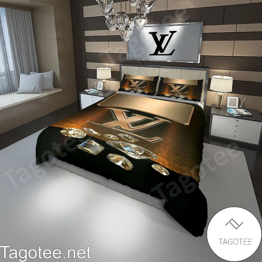 Louis Vuitton Diamonds Black Luxury Bedding Set
