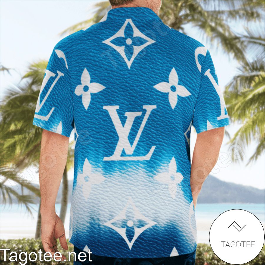 Only For Fan Louis Vuitton Escale Neverfull Blue Tie Dye Hawaiian Shirt And Beach Shorts