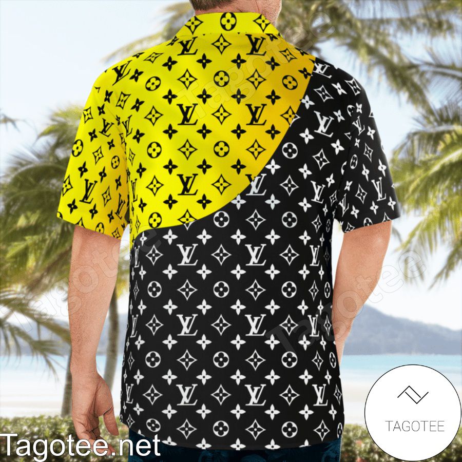 Etsy Louis Vuitton Monogram Black Mix Yellow Hawaiian Shirt And Beach Shorts