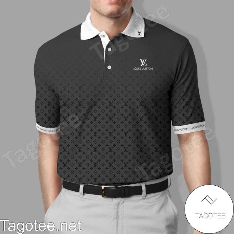 Louis Vuitton Monogram Dark Grey Gradient Polo Shirt - Tagotee