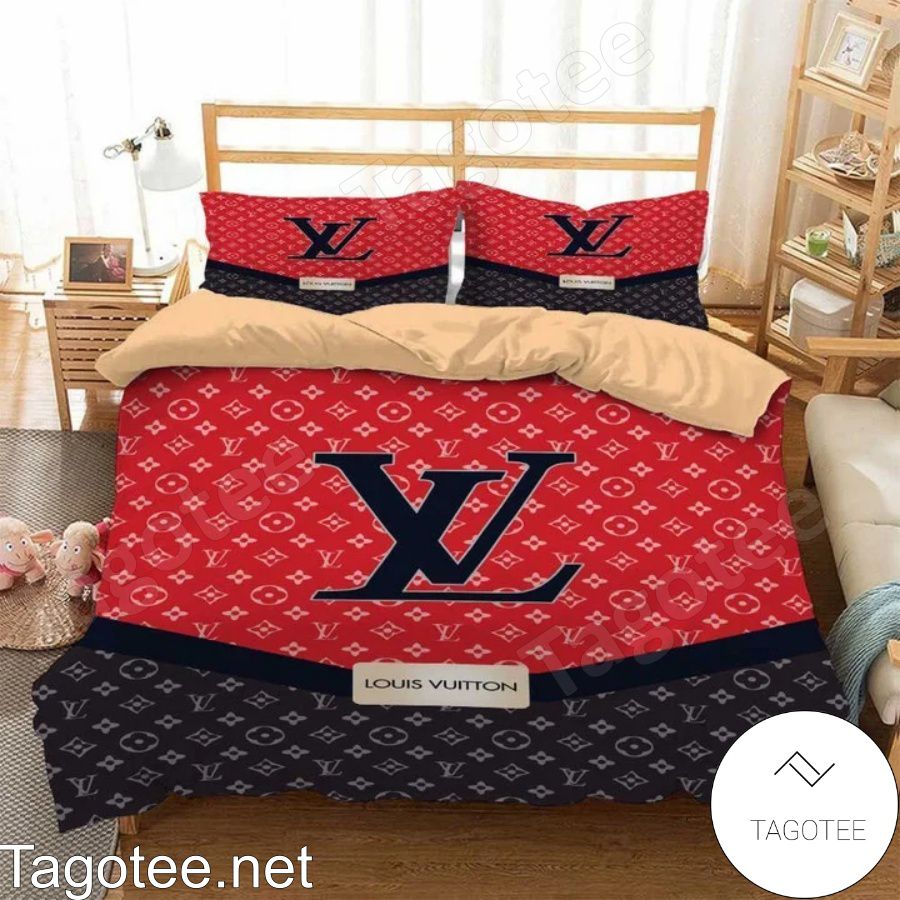 Louis Vuitton Monogram Red Mix Black Bedding Set