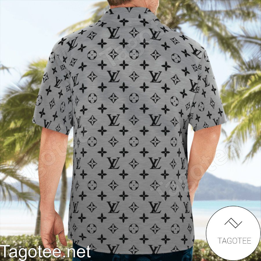 Best Shop Louis Vuitton Monogram With Big Logo Grey Hawaiian Shirt And Beach Shorts