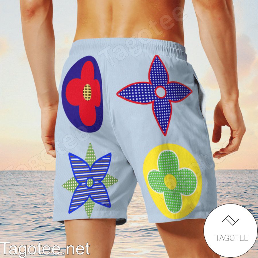 Louis Vuitton Multicolor Flower Logo Hawaiian Shirt And Beach Shorts x