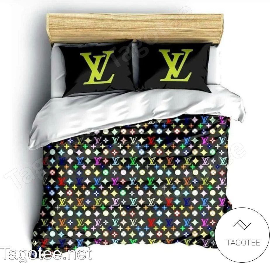 Louis Vuitton Multicolor Monogram Black Bedding Set - Tagotee
