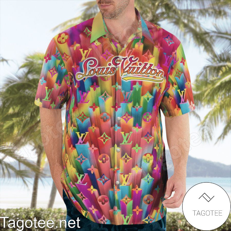 Only For Fan Louis Vuitton Rainbow Monogram At New Bond Street Lgbt Lip Hawaiian Shirt And Beach Shorts