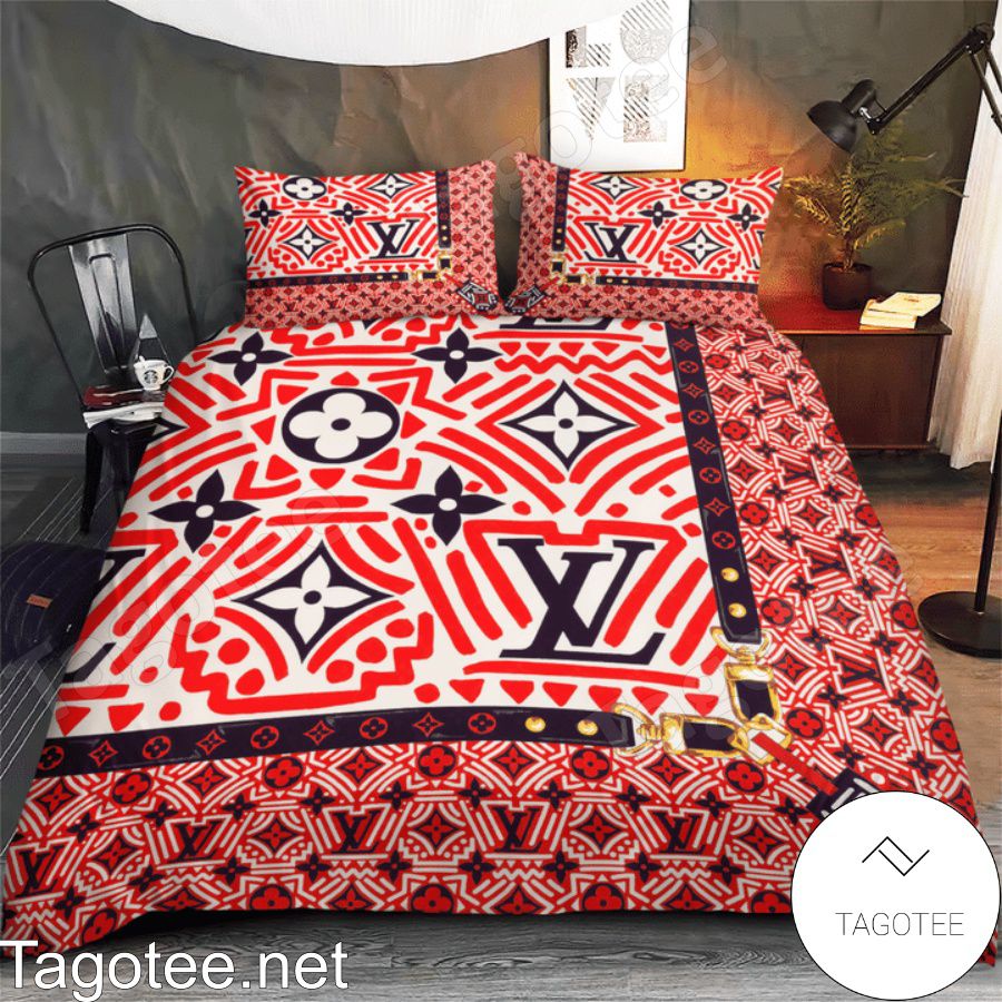 Louis Vuitton Red Crafty Neverfull Mm Bedding Set