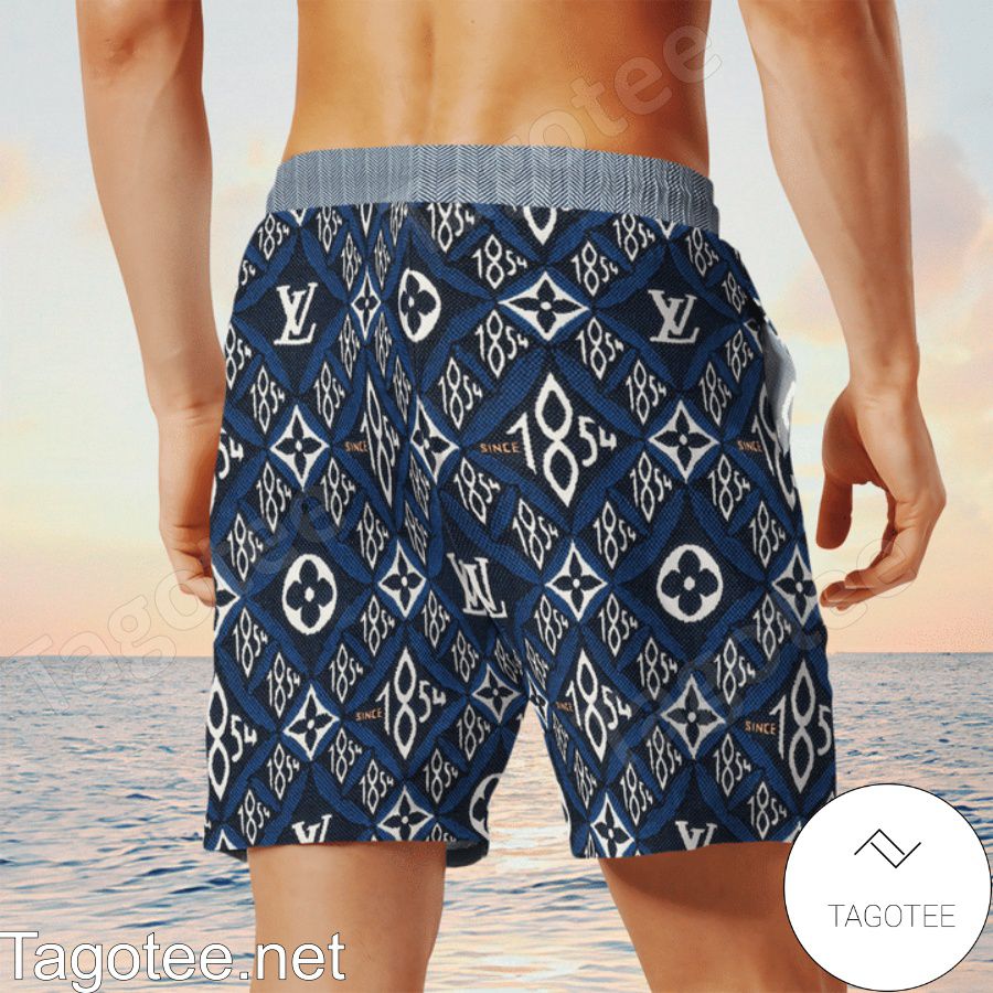 Louis Vuitton Since 1854 Blue Monogram Hawaiian Shirt And Beach Shorts -  Tagotee