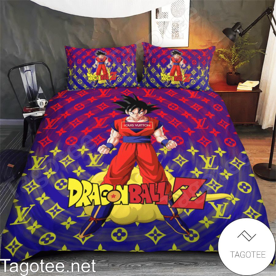 Louis Vuitton Son Goku Dragon Ball Z Purple Bedding Set