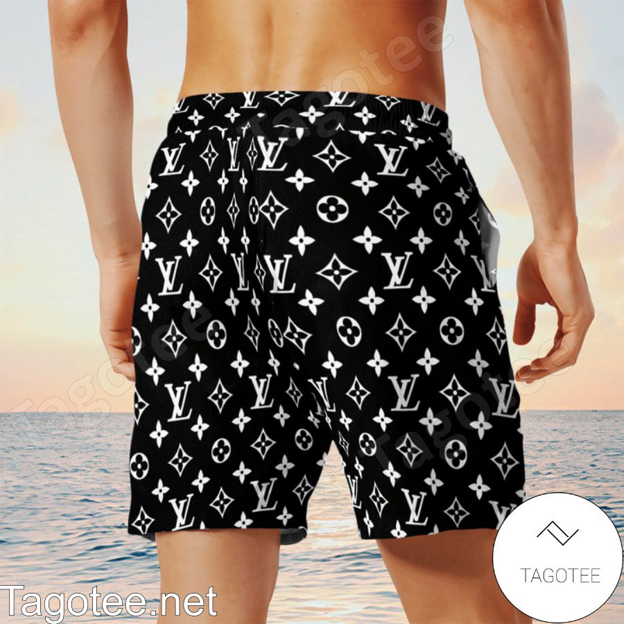 Louis Vuitton Supreme Monogram Black Hawaiian Shirt And Beach Shorts x