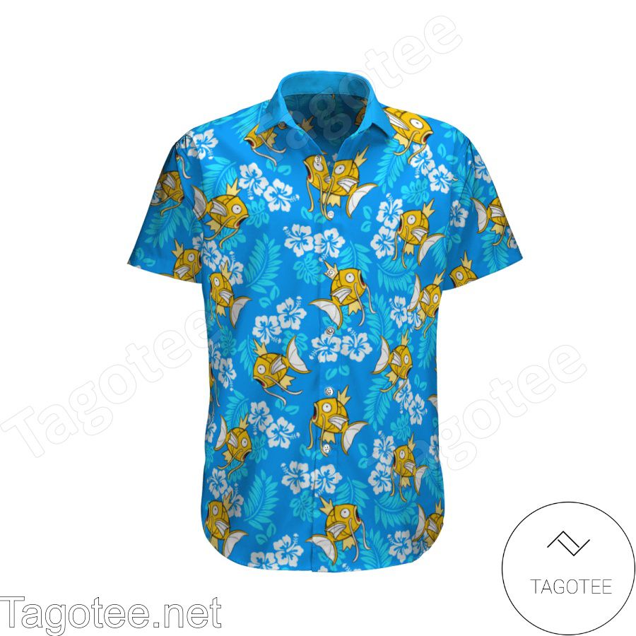 Magikarp Pokemon Floral Pattern Blue Hawaiian Shirt And Short