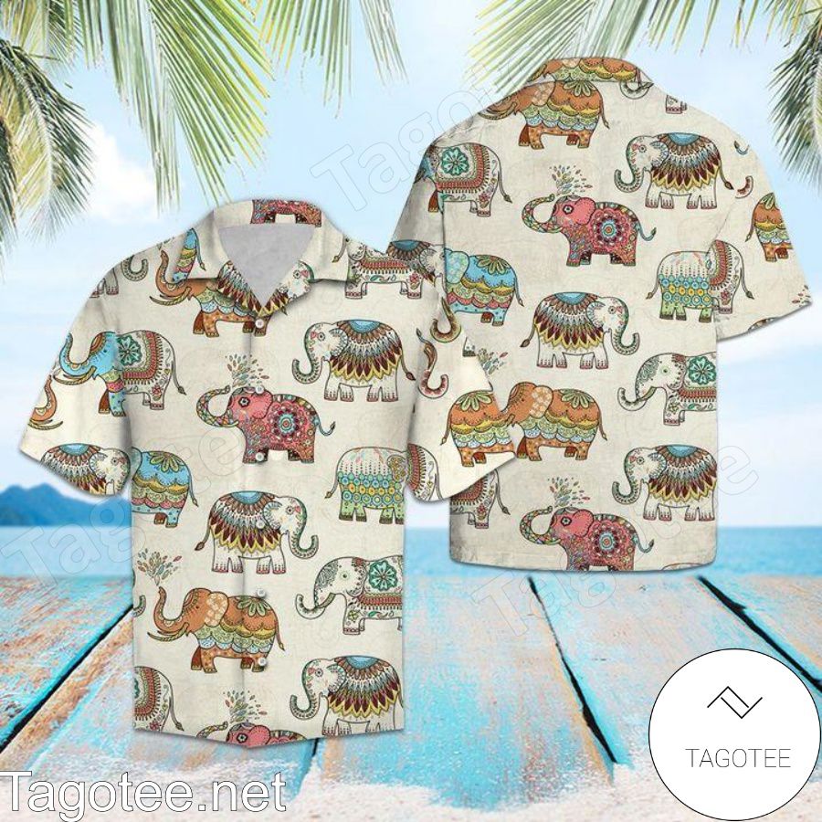 Mandala Elephants Hawaiian Shirt