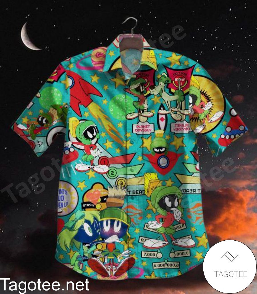 Marvin The Martian Turquoise Hawaiian Shirt