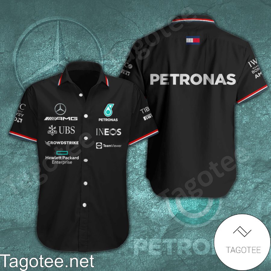 Mercedes AMG Petronas F1 Team Ineos UBS Black Hawaiian Shirt And Short