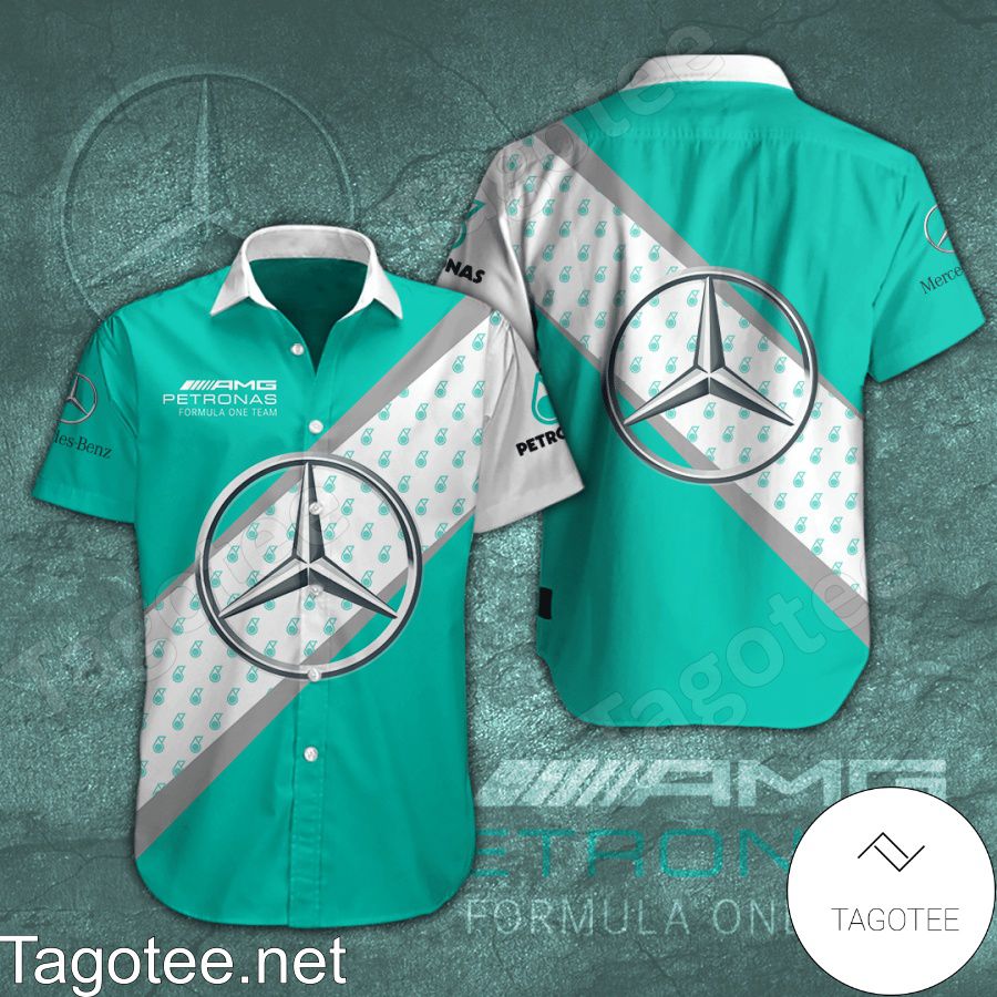 Mercedes AMG Petronas F1 Team Turquoise Hawaiian Shirt And Short