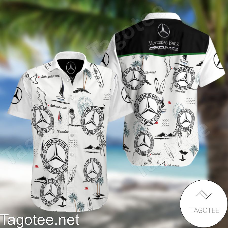 Mercedes Benz AMG F1 Racing White Hawaiian Shirt And Short