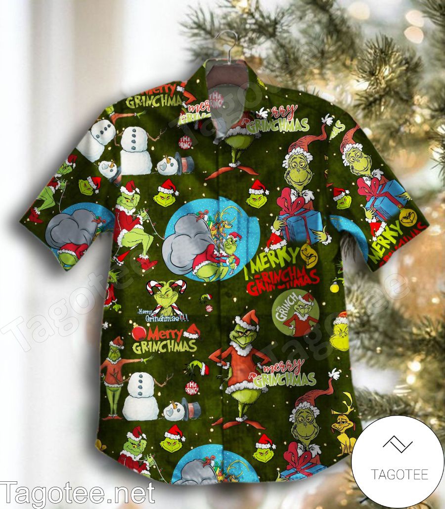 Merry Grinchmas Merry Christmas Green Hawaiian Shirt