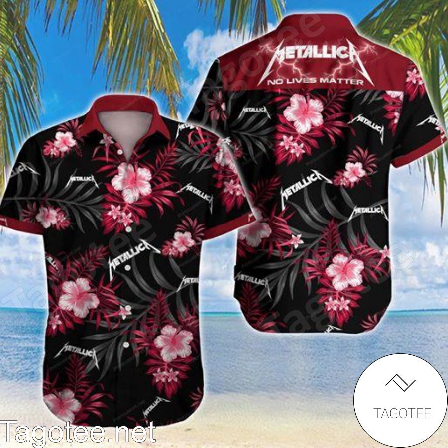 Metallica No Lives Matter Tropical Flower Black Hawaiian Shirt