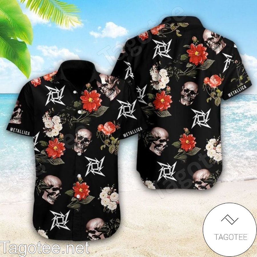 Metallica Skull Black Hawaiian Shirt And Short